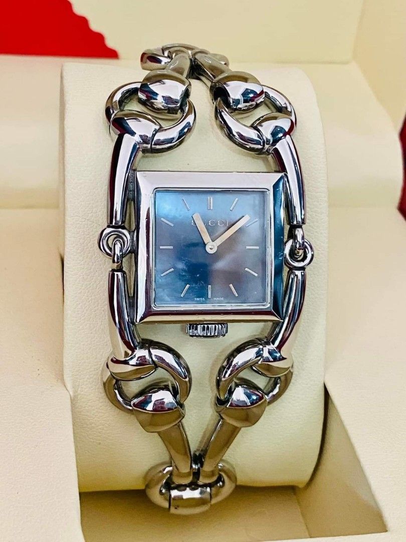 Authentic Gucci Signoria 116.3 Blue Mother of Pearl Dial Watch for women Square Face Blue Mother of Pearl Dial Sapphire Crystal Glass Swiss