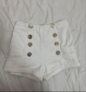 Balmain Button White Shorts