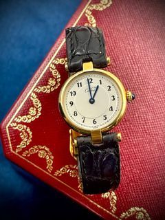 Cartier Must De Vermiel Gold Plaque Leather Strap