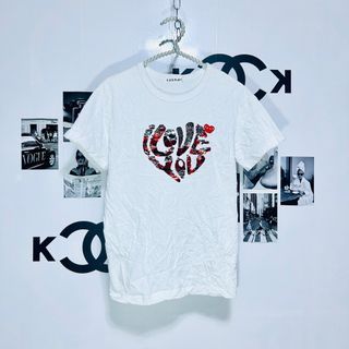 Cdg x play white shirt with sequins design