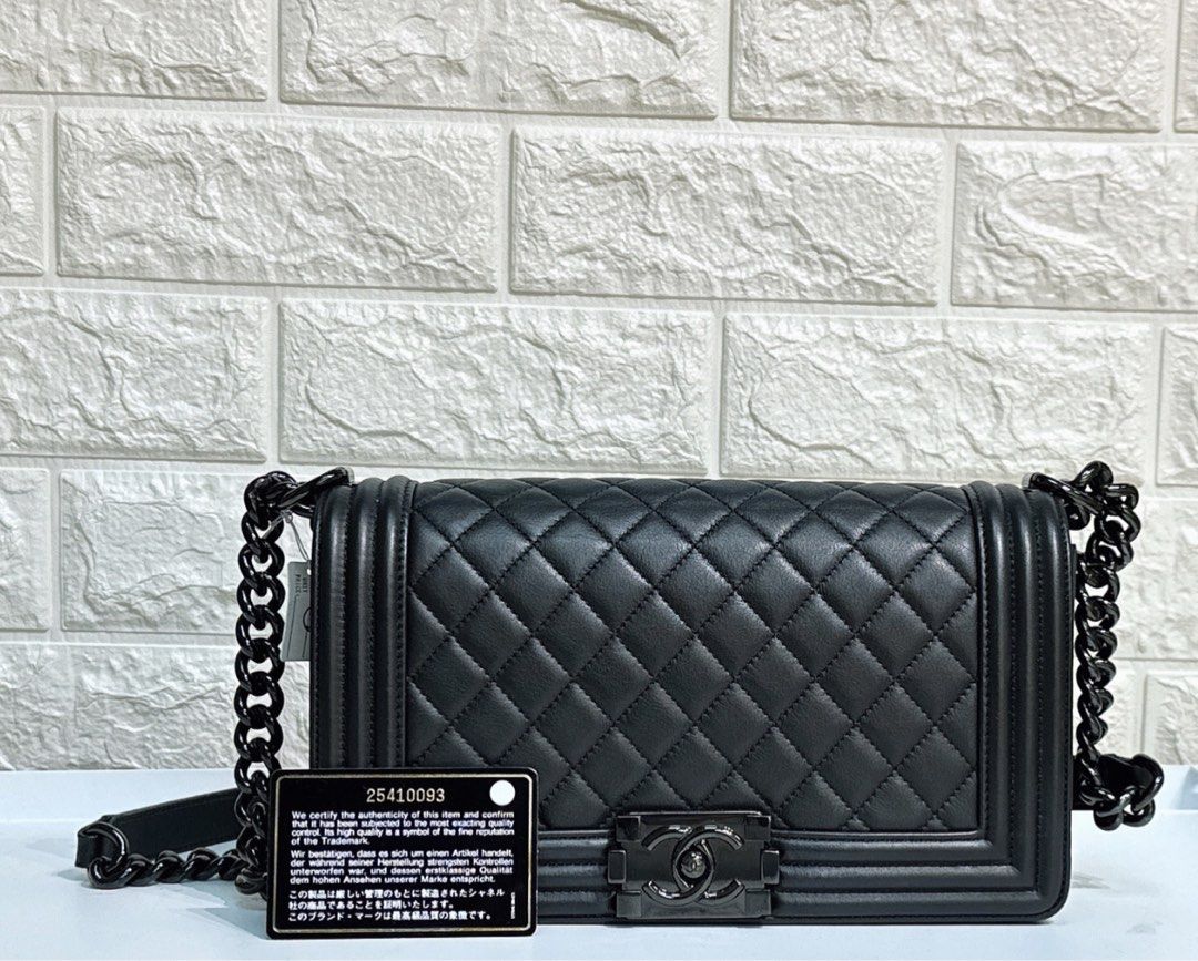 Chanel Medium Boy Bag SO Black Black Hardware Luxury Bags Wallets on Carousell