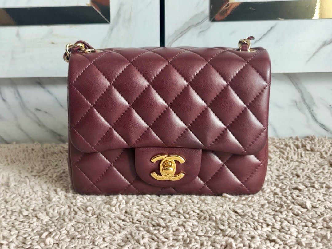 Chanel mini square burgundy online