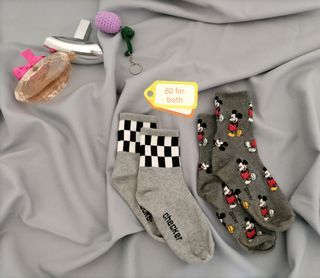 Checkered / mickey socks