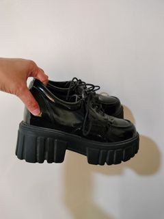 Chunky Platform Black Shoes /  Lolita Black Shoes / Oxford Shoes / All Black Shoes
