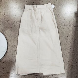 Corduroy Long Skirt Cream Colored