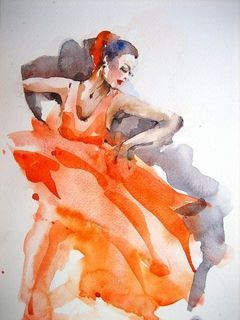 Dancing lady watercolor painting