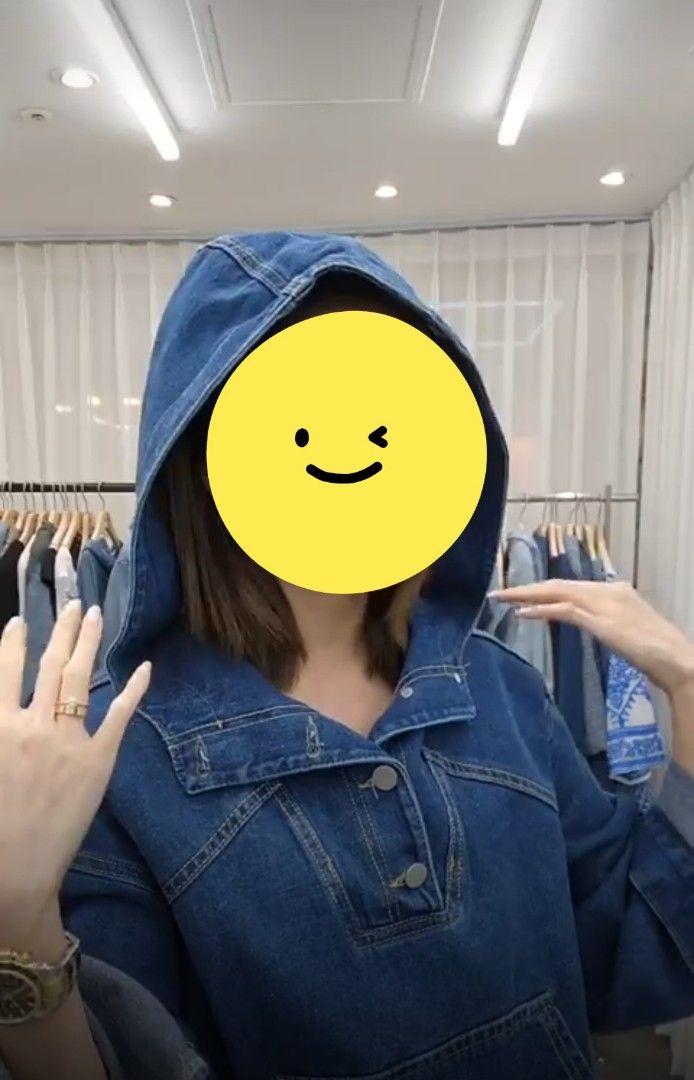Denim pull over hoodie
