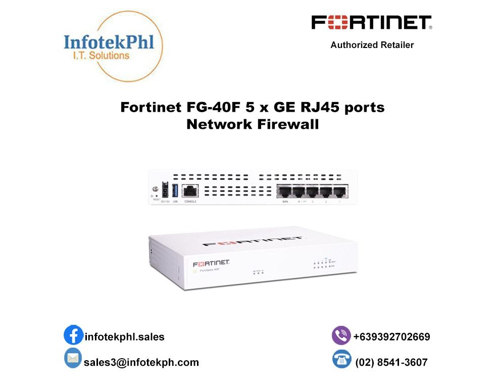 Firewall Fortinet FG-40F 5 x GE RJ45 ports (including , 1 x WAN Port, 4 ...