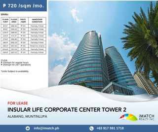 For Rent: Officespaces Available at Insular Life Corporate Centre T1 - T2, Alabang Muntinlupa