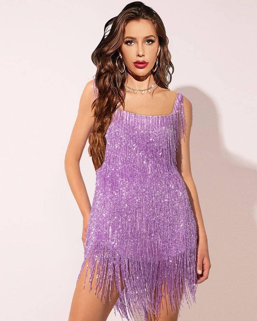 strapless open back dress Halter Neck Satin Purple Bodycon Dress main image 1