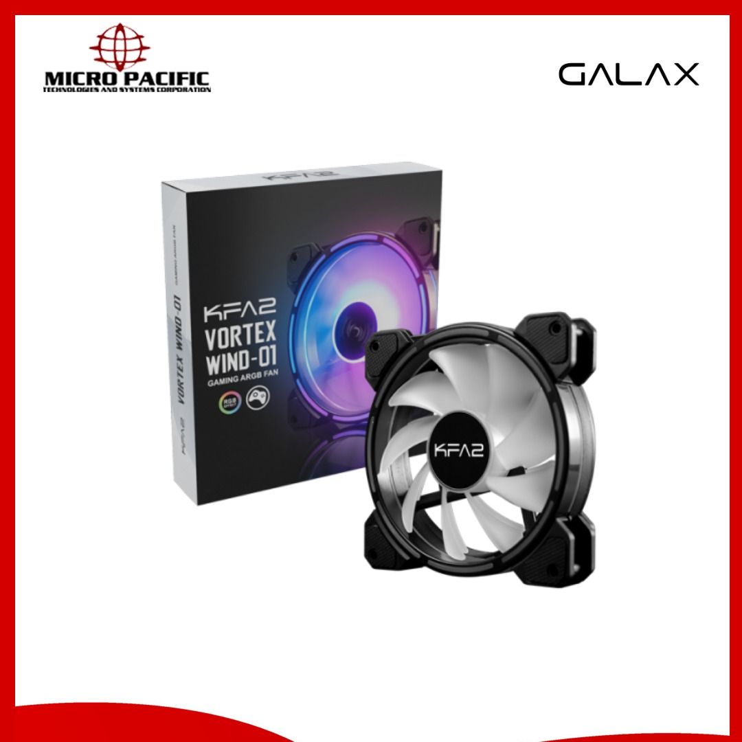 Galax Vortex Wind-01 Casing FAN 120mm (Category: Computer Parts) located in Makati City. Submitted by micro_pacific (Listing ID 1211229069, Image 3). Description: GALAX Casing Fan (VW-01) 120x120x25mm / ARGB GALAX Vortex Wind 01 Fan, it is a hydraulic bearing silent fan allowing for a quiet operation during use with a noise level of approx. 25dB(A), it comes with 5V Addressable 3pin Header and the fan is powered by a regular 3pin connector. -COOL