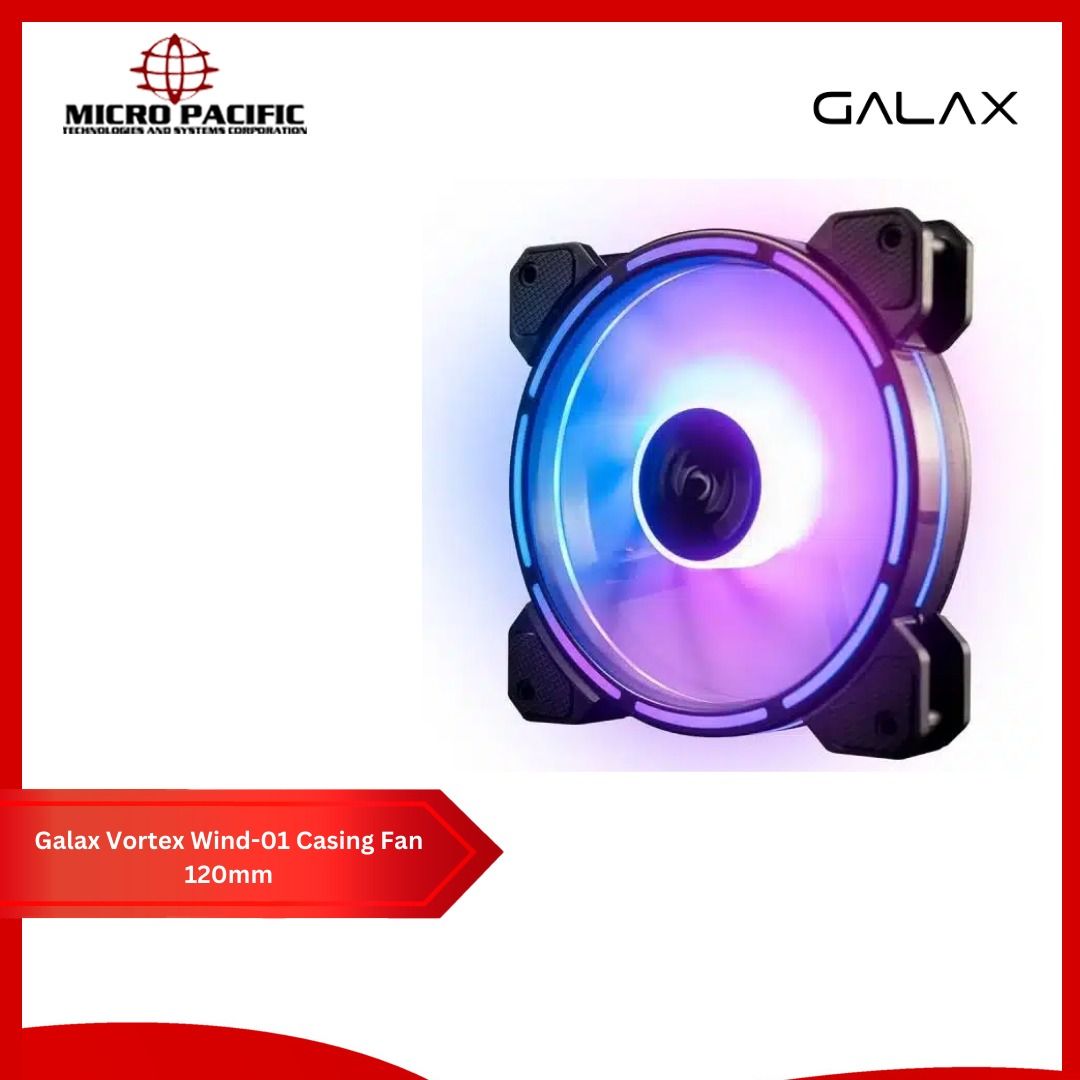 Galax Vortex Wind-01 Casing FAN 120mm (Category: Computer Parts) located in Makati City. Submitted by micro_pacific (Listing ID 1211229069, Image 1). Description: GALAX Casing Fan (VW-01) 120x120x25mm / ARGB GALAX Vortex Wind 01 Fan, it is a hydraulic bearing silent fan allowing for a quiet operation during use with a noise level of approx. 25dB(A), it comes with 5V Addressable 3pin Header and the fan is powered by a regular 3pin connector. -COOL