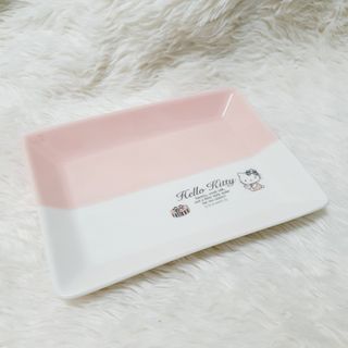 Hello Kitty White Pink Ceramic Square Plate