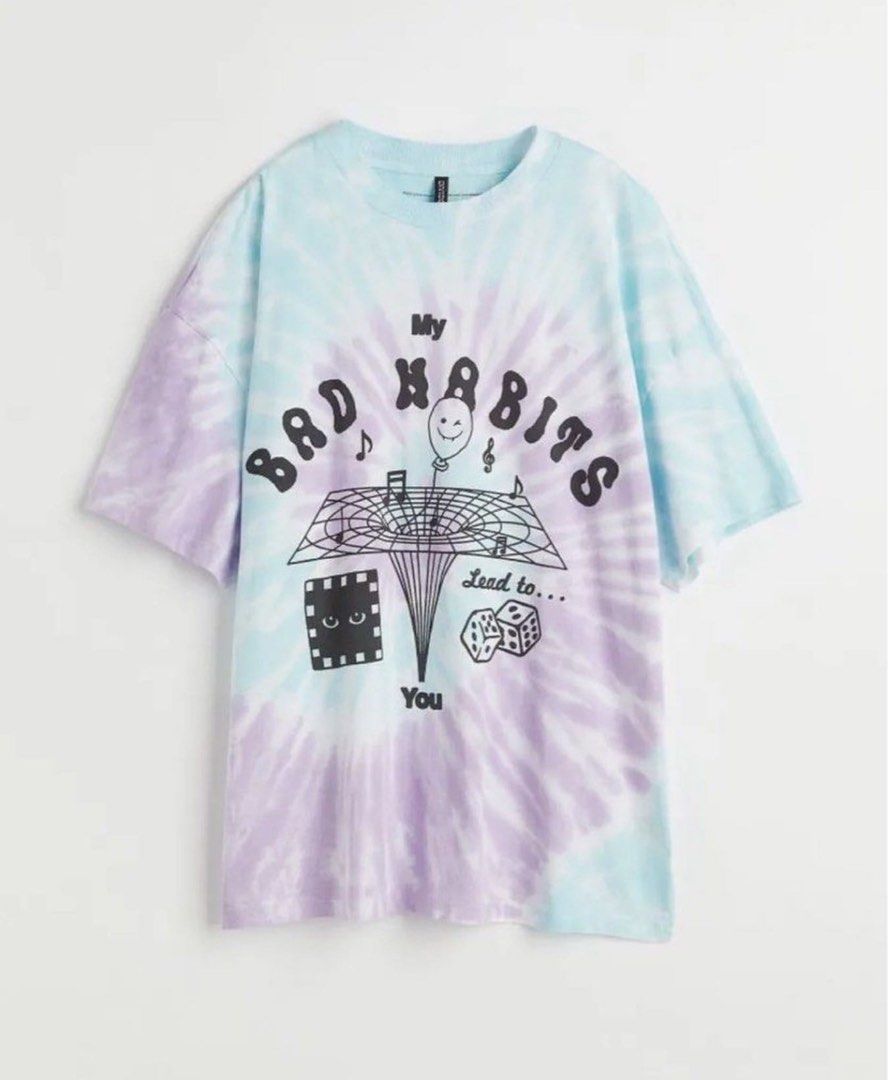H M BAD HABITS TIE DYE MEDIUM Women s Fashion Tops Shirts on Carousell