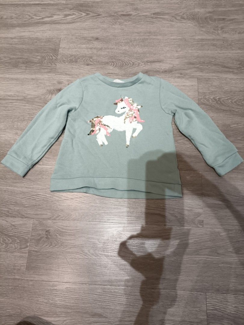 H&M KIDS T-SHIRT LONG SLEEVE CHANGING BEADS UNICORN GIRL ANAK PEREMPUAN  KAOS LENGAN PANJANG ANAK CEWE