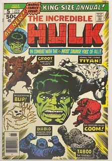 Hulk Annual #5 VINTAGE 1976 2nd Groot App