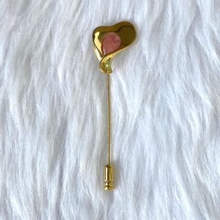 Lancel Vintage Gold Tone Pink Stone Tulip Brooch