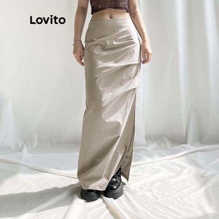 lovito ruched long skirt