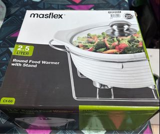 Masflex by Winland 2.5L Ceramic Round Casserole Food Warmer w/ Tea Light Candle Stand Microwave Safe CX-66