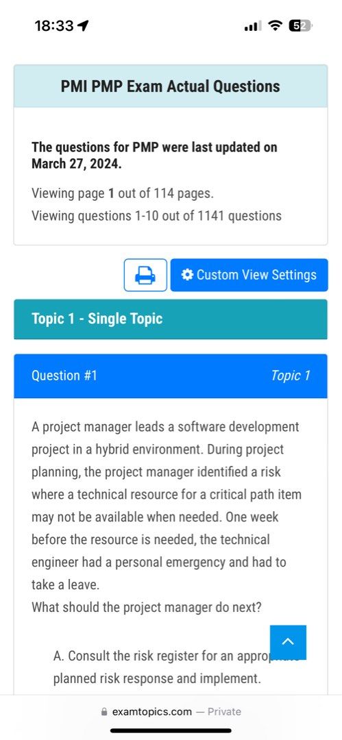 PMP Past Paper Exam Topic Questions 考試題庫 PDF, 興趣及遊戲, 書本 & 文具, 書本及雜誌 ...