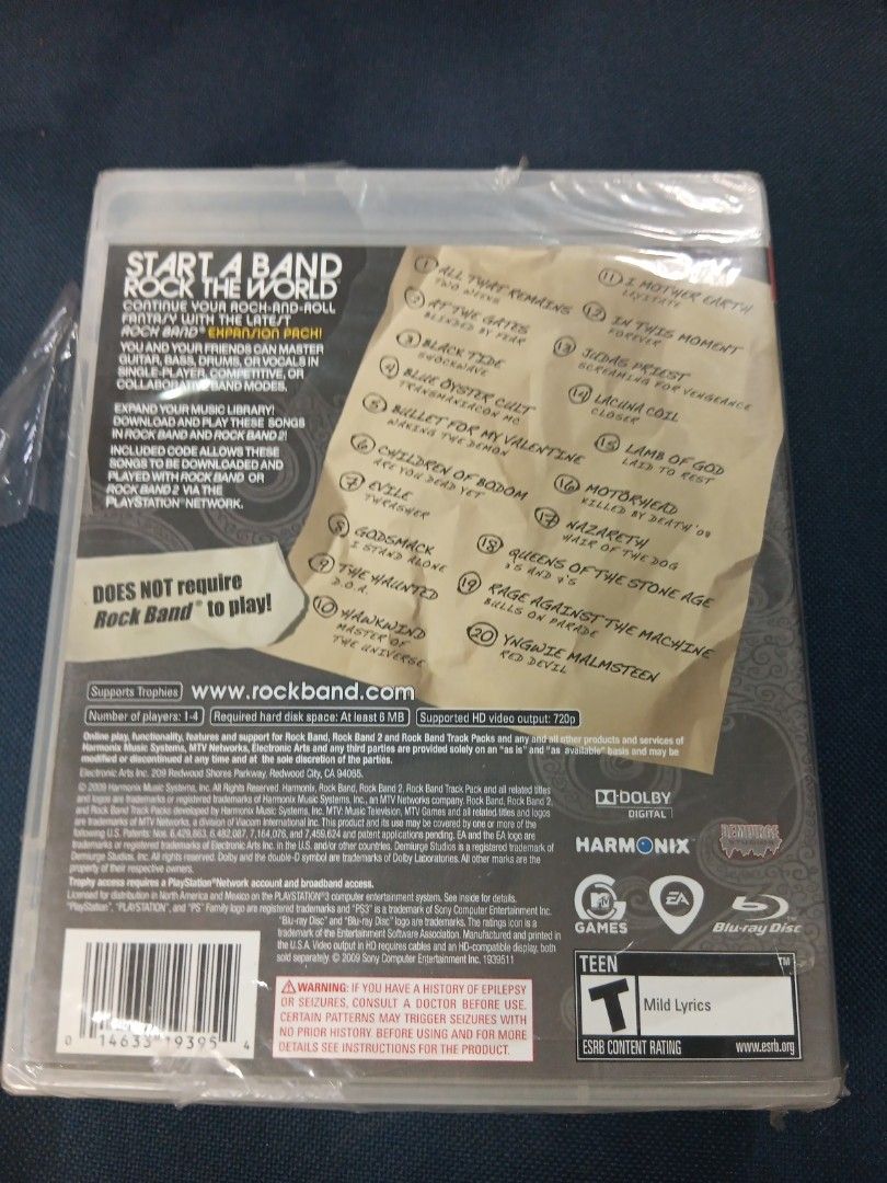PS3 Rock Band Metal Track Pack (Category: PlayStation) located in Manila. Submitted by ayinong0453384 (Listing ID 1296598331, Image 2). Description: item is in excellent condition sealed pm for order.