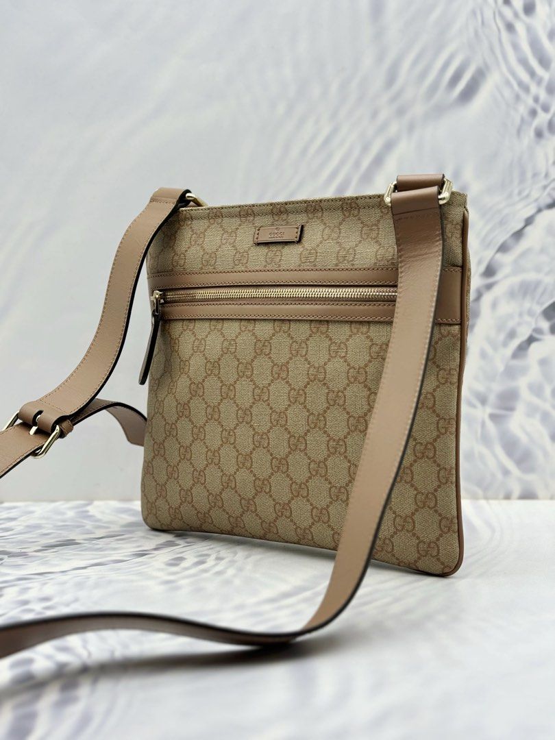 RAYA SALE GUCCI MESSENGER CROSSBODY BAG IN BEIGE GG CANVAS AND CALFSKIN LEATHER Luxury Bags Wallets on Carousell