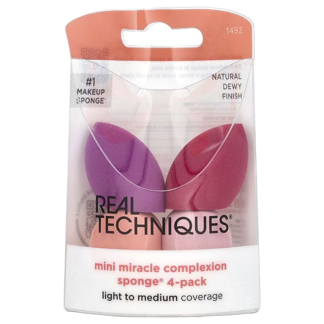 Real Techniques, Mini Miracle Complexion Sponge, 4 Pack (Category: Makeup) located in Las Pinas. Submitted by chicchateaumnl (Listing ID 1296687033, Image 1). Description: Description Face For Foundation + Concealer + Powder + Highlighter Soft, Flexible Foam For a Flawless Finish On-The-Go Cover Refresh Blend Rounded Side for Blending Flat Edge for Contouring Pointed Tip for Concealing Use Damp or Dry with Liquids, Creams, or Powders.
