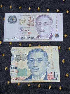 Singapore Dollar 50 and 2