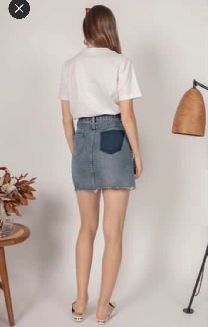Ripped jean skirt yoga on sale