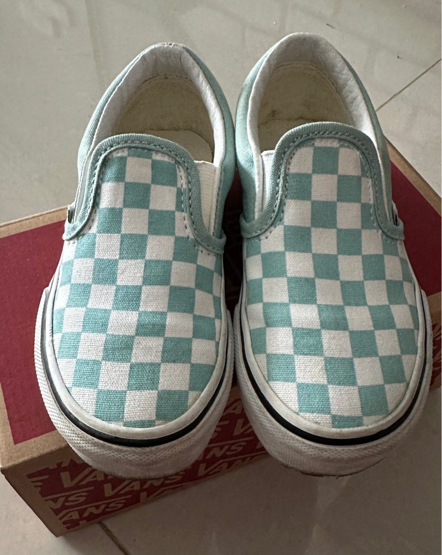 Mint green checkerboard vans clearance