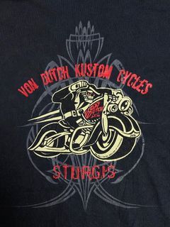 VON DUTCH Kustom Cycle STURGIS Motorcycle Shirt  Dated 2005 Red Anvil Tag Size Large (22.5x28)