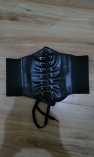Waist Belt Shapewear Corset Faux Leather Lace Up