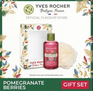 YVES ROCHER Pomegranate Pink Berries Shower Gel 200 ml Gift Set with Bath Mesh
