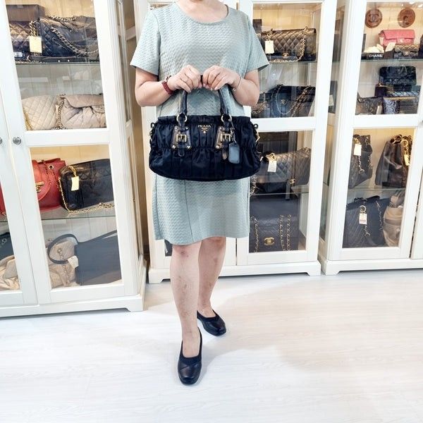 100 Authentic Prada BN1407 Gaufre Nylon Tote Bag Ghw Black