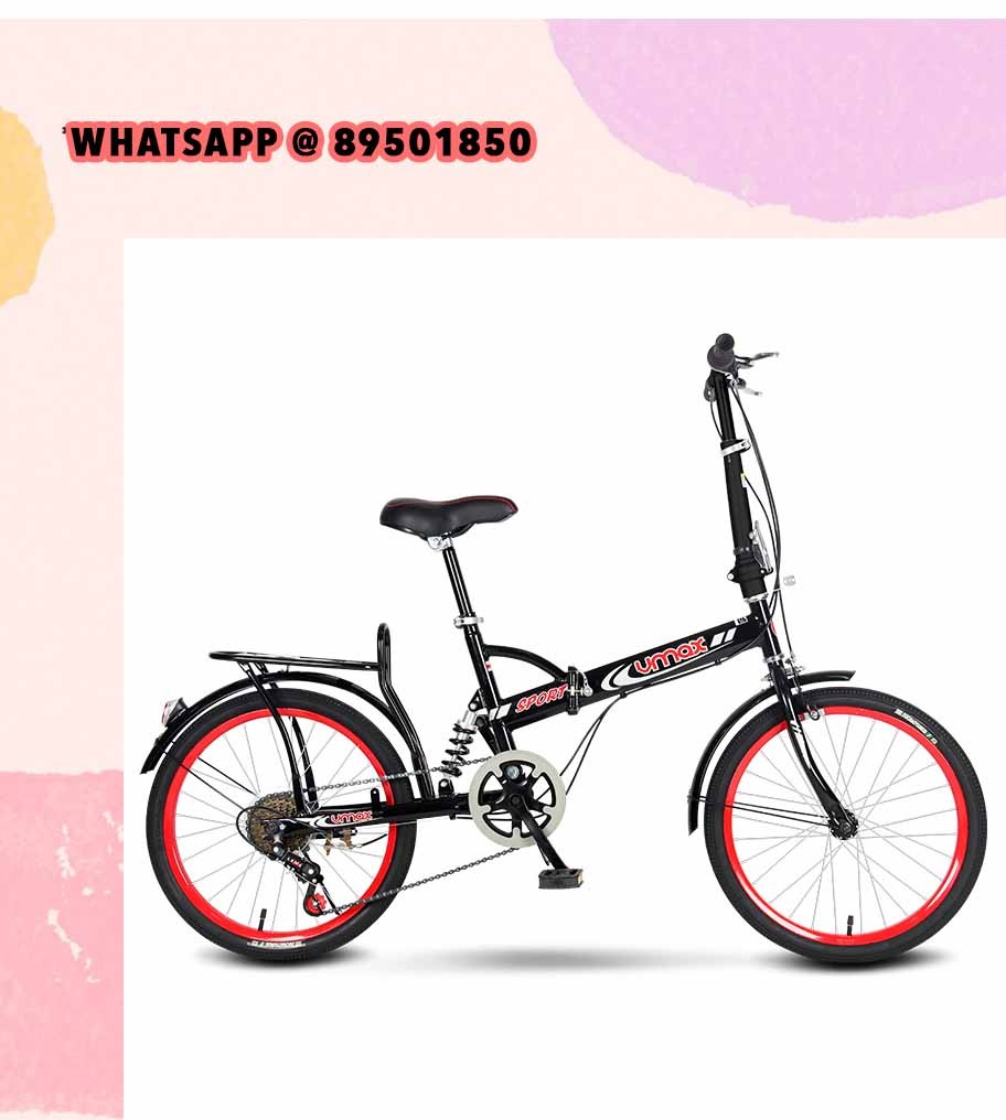 20 Inch 6 Speed Foldable bike Vmax Black Red Folding Bicycle Adults children 20 With 140 24 children adult rack child seat lady 16 26 seat bag