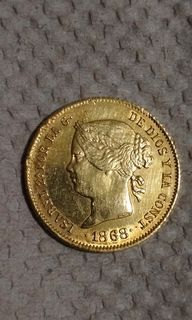 4P ISABEL 1868 GOLD COIN