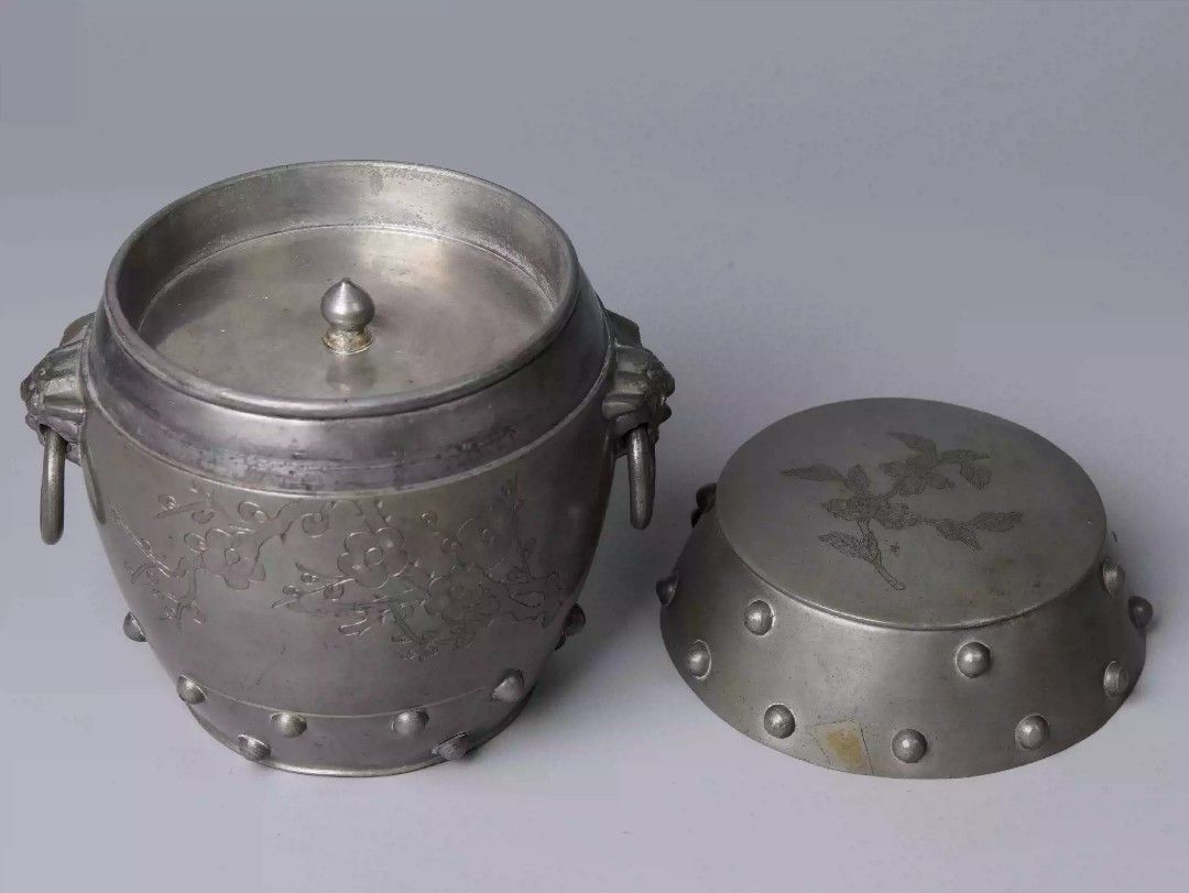 ZM-48 珍品旧蔵 茶道具 清時代 尚玩堂製 「錫嵌磁器錫口茶叶缶」 茶葉 