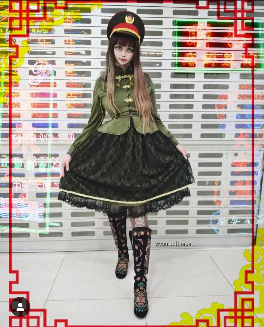 難あり Angelic Pretty シノワズリワンピース カーキ Angelic Pretty - シノワズリ ワンピース カーキ ロリィタ