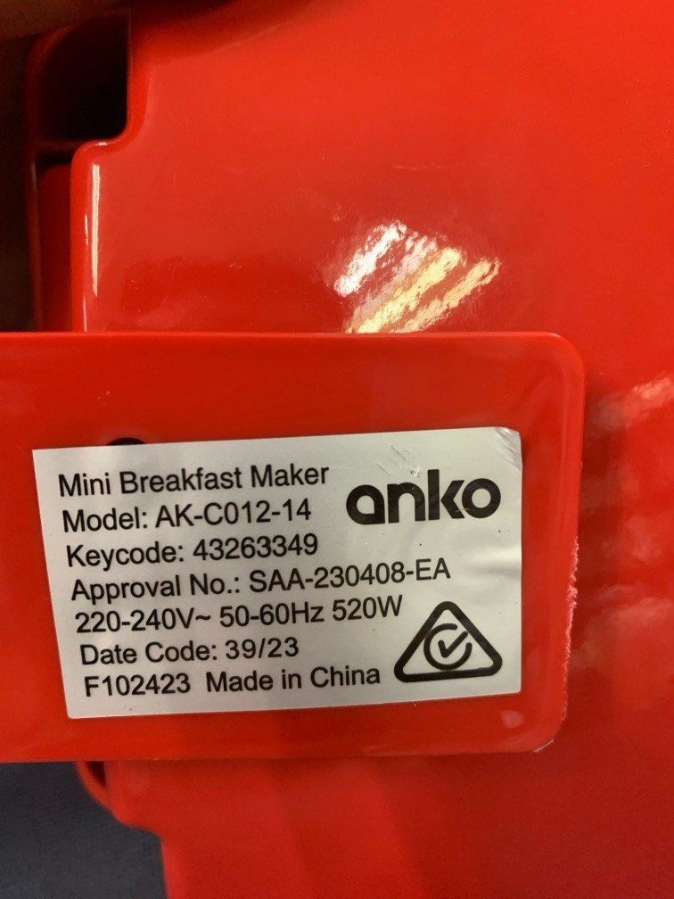 Anko Mini Breakfast Maker -220volts w issue (Category: Cookers) located in Pasay City. Submitted by meostore (Listing ID 1296777351, Image 3). Description: Item is in excellent condition working with issue pls see attached pics for refernce pm for order.