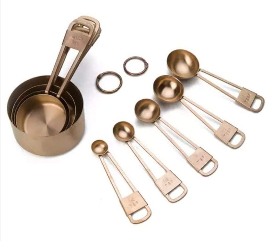 Antique stainless steel measuring cup & spoon set (Category: Bakeware) located in Paranaque City. Submitted by missteks1016 (Listing ID 1296895734, Image 2). Description: made with durable & food grade stainless steel with box.