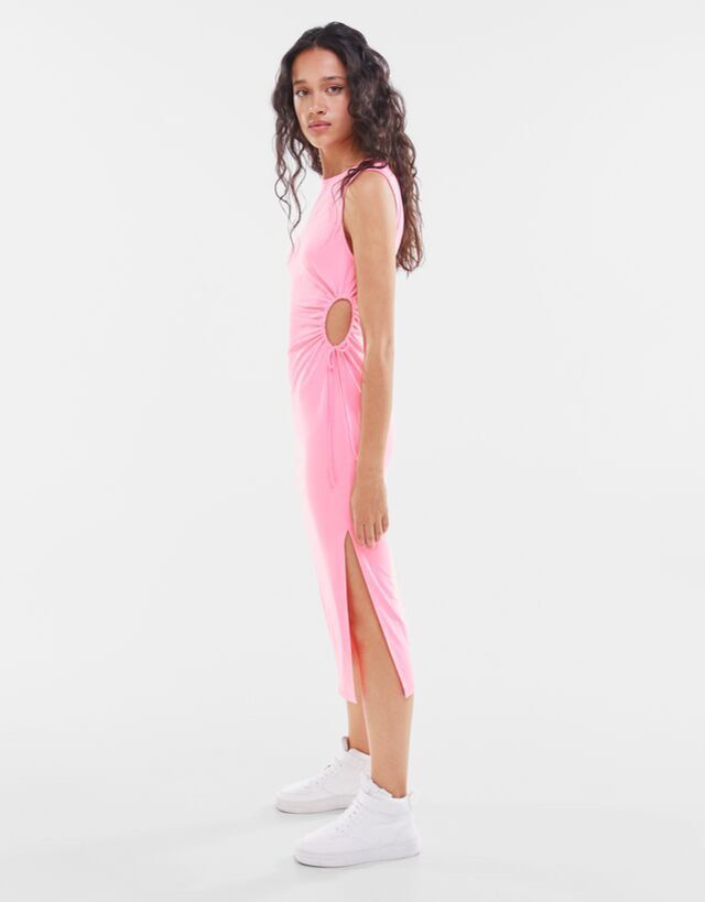 bershka cut out midi dress Bershka- cut out satin midi dress -medium