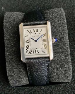 CARTIER Tank Solo Silvered Light Opaline Dial Leather Small 31mm
