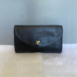 Courreges Vintage Black Leather Clutch Bag