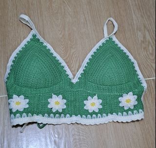 Green crochet bra top