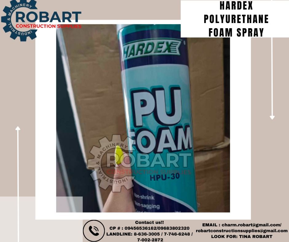 Hardex Polyurethane Foam Spray (Category: Construction & Building Materials) located in Manila. Submitted by tina.sales (Listing ID 1296800217, Image 1). Description: Polyurethane foam spray Brand: Hardex ₱515 SEND US MESSAGE FOR INQUIRIES ‼️‼️ ~~TINA ROBART~~ 0 9 4 5 6 5 3 6 1 6 2 0 9 6 8 3 8 0 2 3 2 0 LANDLINE: 8 6 3 6 3 0 0 5 / 7 7 4 6 6 2 4 8 / 7 0 0 2 2 8 7 2 EMAIL : c h a r m.r o b ar t @ g m a i l.c o m r o b a r t c o n s t r u c t i o n 