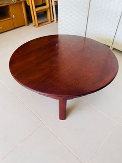 JAPAN SURPLUS FURNITURE KARIMOKU ROUND FOLDABLE CENTER TABLE  SIZE 35.5D x 12.75H in inches   (AS-IS ITEM) IN GOOD CONDITION