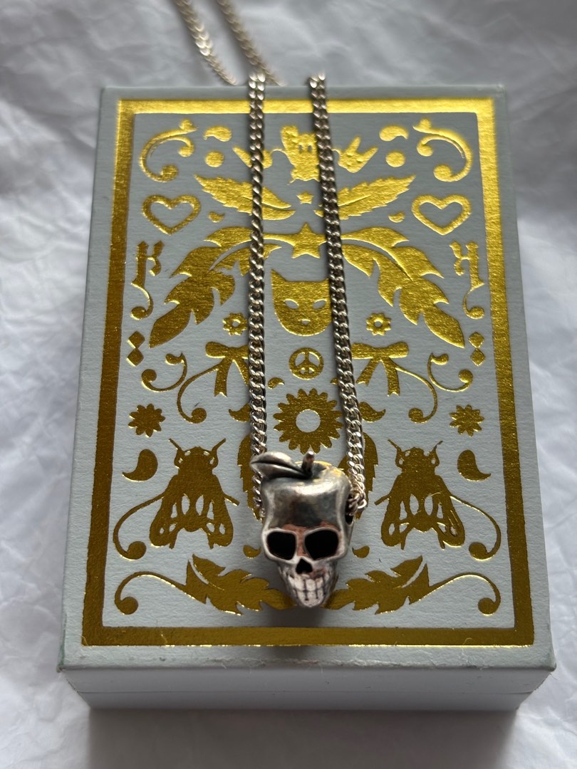 Karen Walker 925 silver skull apple necklace
