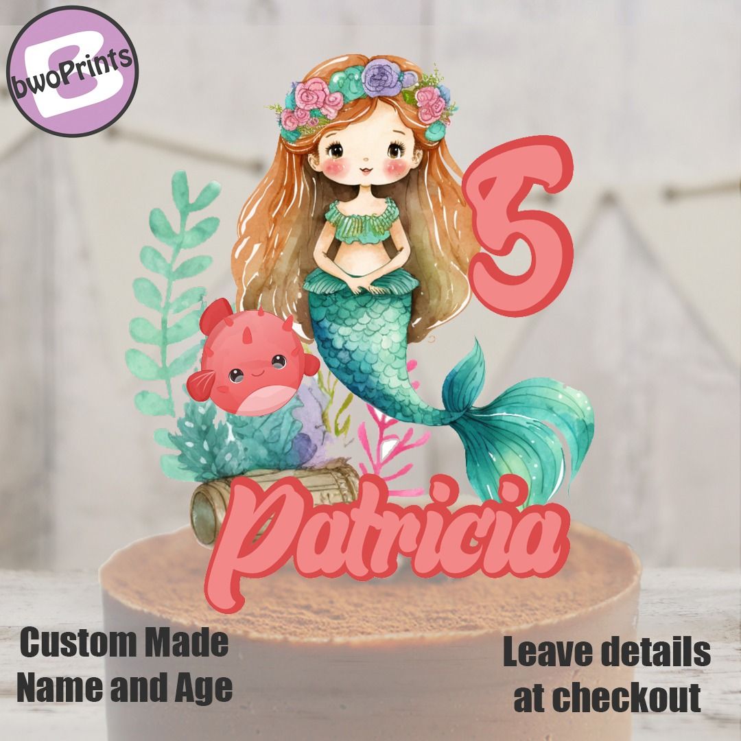 Fisherman Cake Topper Personalised Glitter Customised Any Name Age