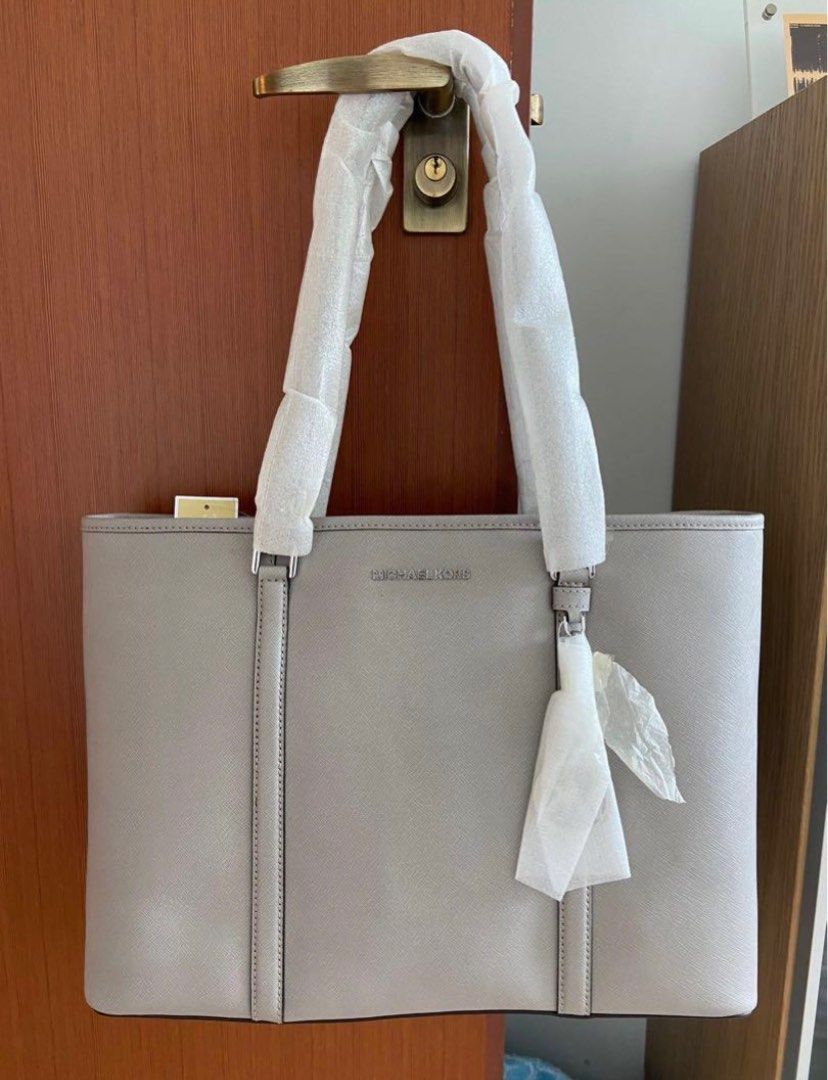 Michael Kors Sady Sadie Saffiano Leather Large Shoulder Tote Bag Ash Grey laptop Luxury Bags Wallets on Carousell