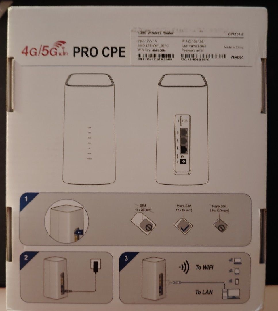 Modified 4G LTE CPE Router Modem BYPASS Unlocked (Category: Office & Business Technology) located in Petaling Jaya. Submitted by grandfish.5ea541 (Listing ID 1291530687, Image 2). Description: HUAWEI Modified router suitable for All unlimited Data Plan in Malaysia. 100% New product Support 4G/5G LTE network & 3G network. Support maximum up to 800mbps. Support WIFI working distance 200meter. Support 5units TVbox can play video in the same time. Su